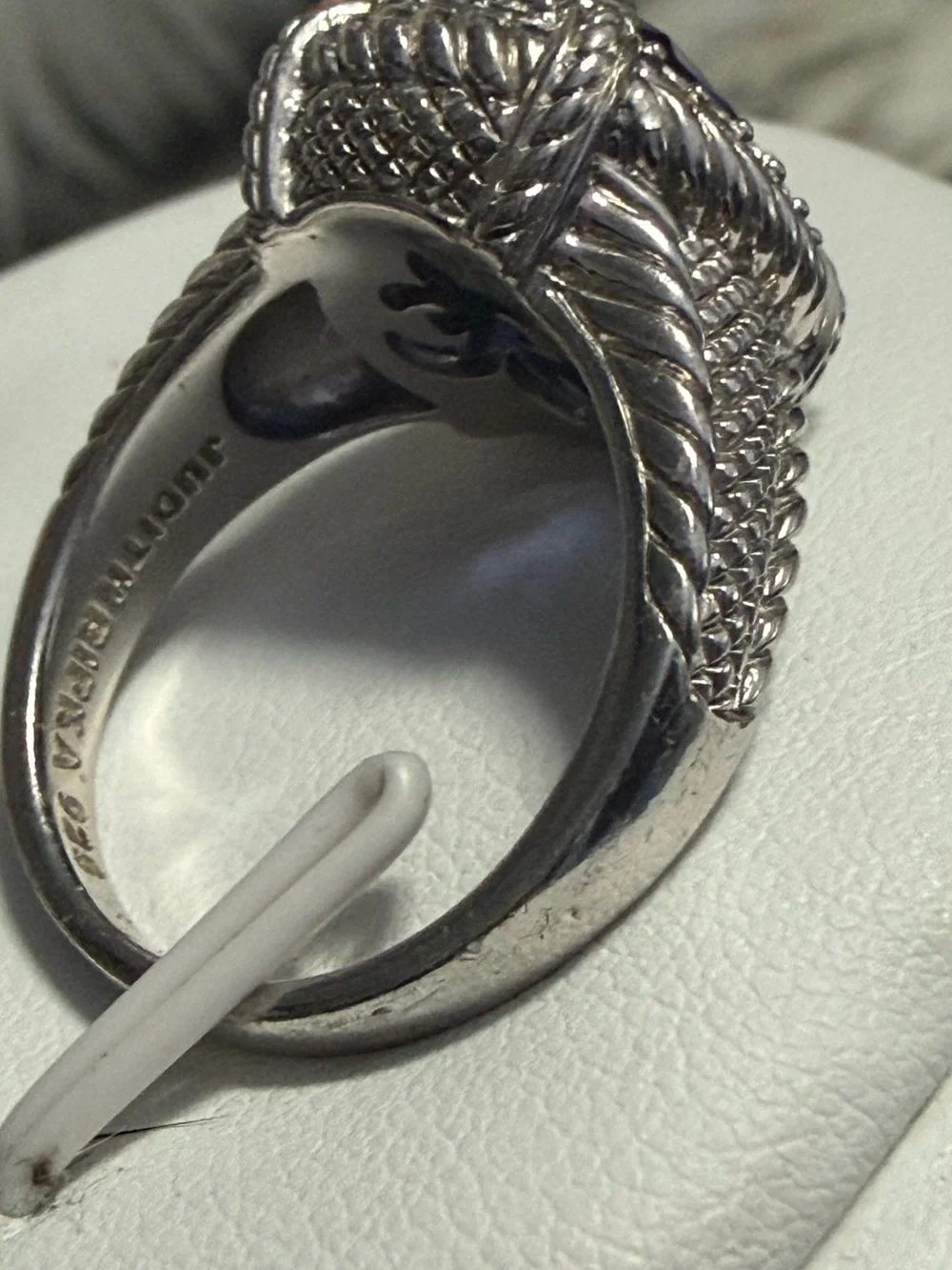 Judith Ripka 925 Sterling Silver Blue Sapphire Statement Ring Size 9